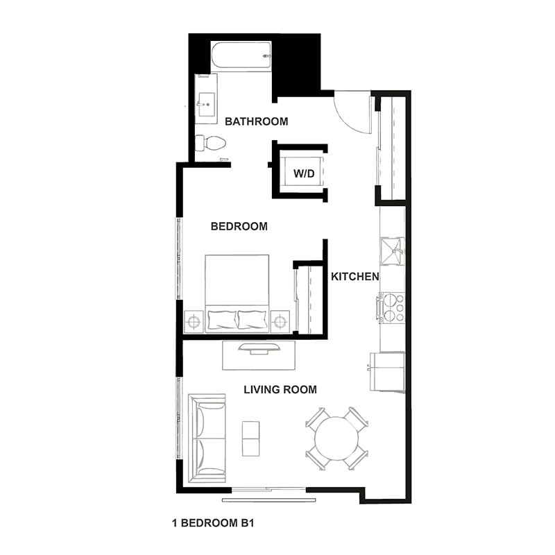 One Bedroom Floor Plan at H16 Apartments